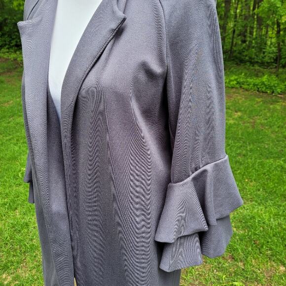 Kensie Charcoal Dressy Long Jacket with Double Bell Sleeves size Small - Picture 5 of 9